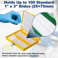Medical Microscope Slide Storage Box 100-Place Plastic Holder with Cork Lining for 25mm 75mm Microslides PC