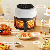 Friteuse à air intelligente à écran tactile 4L, verre tactile, 1200W, chauffage supérieur et inférieur, 14 menus prédéfinis, contrôle numérique, sans huile