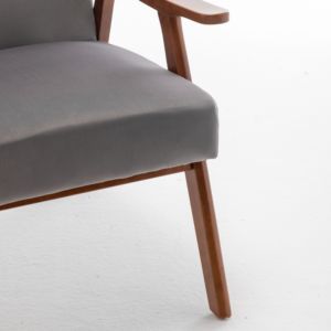 DB Mid-Century Modern Accent Chair Tapicería de terciopelo Marco de madera maciza Muebles de sala de estar clásicos para el hogar Oficina Extra - Product Image 1
