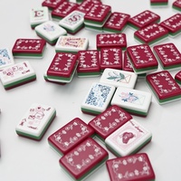 Tuiles de Mahjong en Acrylique Taizhou, style Américain/Européen-Américain, mini, à motif de petites fleurs violettes et blocs de couleur, finition patinée à la main, pour jeux d'échecs et de cartes
