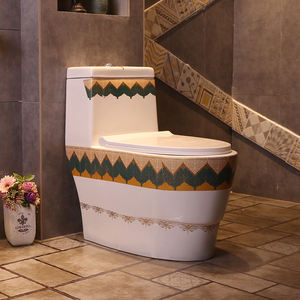 โถสุขภัณฑ์เซรามิกแบบดั้งเดิมลายดอกบัวจีน คุณภาพสูง ประหยัดน้ำ สไตล์เรโทร งานศิลปะเซรามิกโบราณ - Product Image 3