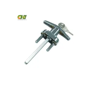 Aluminum Silver Compression Cam Latch Hand Operated Fixed Grip with locking T-Handle Lock for Sectional Garage Door