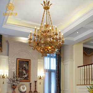 Lustre en laiton antique de style baroque pour salon, villa, château, suspension de luxe, lampadario di <span class=keywords><strong>cristallo</strong></span> - Product Image 2