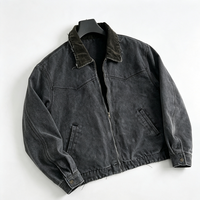 Blouson Bomber Homme Vintage Écologique Respirant Imperméable en Toile Zippé Col Rabattu Lavé Marque Privée OEM Personnalisé