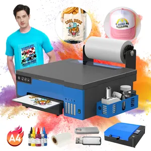 Portable small dtf printer with xp600 printhead roll film t shirt printing machine CMYKWW A4 DTF printer