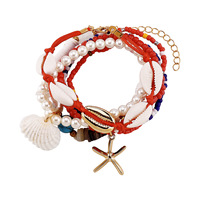 Ensemble de bracelets faits à la main en perles, coquillages et étoiles de mer, style bohème estival