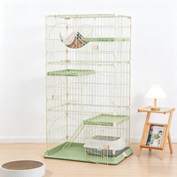 Cage à chat robuste avec rampe d'accès, grande maison pour chat d'intérieur pour famille multi-chats