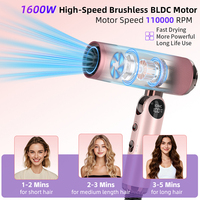 Sèche-cheveux haute vitesse MeStar, dernier modèle, 6 en 1, multi-styler avec écran LCD intelligent et poignée pliable à 180 degrés pour une utilisation en voyage