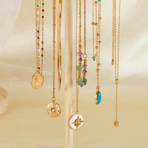 قلادة من الفولاذ المقاوم للصدأ عيار 18 قيراط مطلية بالذهب على الموضة ، مجوهرات نسائية للاحتفال بالذكرى السنوية - Product Image 1