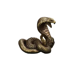 황동 공예 조디악 뱀 장식품 코브라 골동품 놀이 작은 구리 청동 조각 장난감.