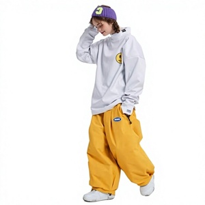 Unisex Heated Drawstring <b>Waterproof</b> 10,000mm Windproof -Tex <b>Fleece</b> Insulation Eco-Friendly Nylon Ski Snow Pants Baggy Wide Leg - Product Image 1