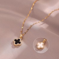 Pendentif en tungstène plaqué or, micro-serti de zircons, style Instagram, collier trèfle à quatre feuilles double face, cadeau unisexe