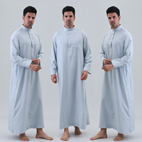 Thobe pour homme de haute qualité, couleur unie, robe musulmane islamique, robe arabe du Qatar, Kandura, vêtements traditionnels pour la prière de l'Aïd, à porter au quotidien