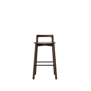Tabouret de bar Sven moderne et minimaliste en noyer brun foncé, dossier bas de 26,5 pouces, pour aménagement de bar - Product Image 1