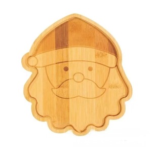 Stars Santa Claus Bamboo Wood <b>Tray</b> Decorative Serving <b>Tray</b> For Food Children's <b>Snack</b> Fruit Plate - Product Image 1