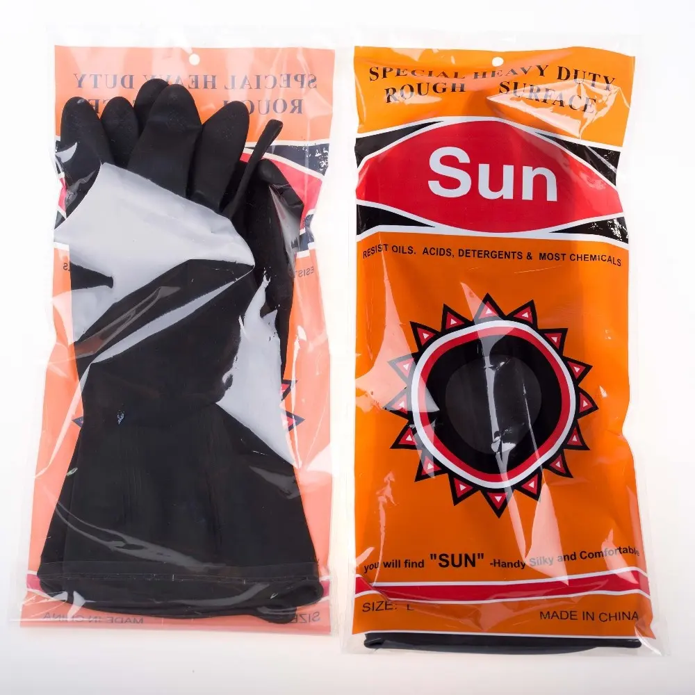 Good quality 50g-100g black industrial latex gloves with waterproof and elasticity for cleaning in industry