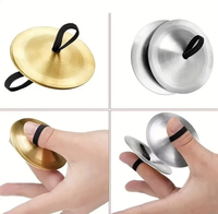 Brass Stainless Steel Orff Percussion Instrument Stage Dance Teaching Musical Tool Elastic Finger Strap Finger Cymbal