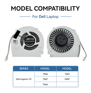 Ventilateur de refroidissement pour ordinateur portable Dell Inspiron 15 7566 7567 7466 7467 P65F, ventilateur de refroidissement de processeur sans balais pour ordinateur portable Dell, remplacement - Product Image 4