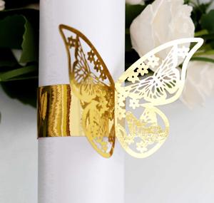 Cincin Serbet Kupu-kupu 3D Multi-warna Grosir untuk Dekorasi Meja Pernikahan Restoran - Product Image 5