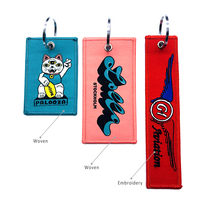 Porte-clés personnalisé avec logo brodé sur mesure, tissé, en tissu, avec patch brodé