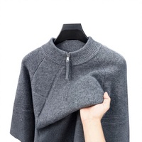 Pull en maille pour homme à col semi-zippé et col semi-montant, couleur unie, collection Automne/Hiver 2026, best-seller transfrontalier en direct
