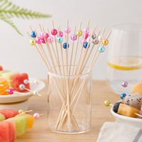 Groothandel wegwerp decoratieve bamboe fruitprikkers kunsttandenstokers voor cocktail sandwiches fruit feestdecoratie