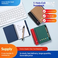 Bloc-notes cadeau de petite taille à spirale, cinq trous, avec marqueurs colorés, reliure spirale et clip, stylo offert inclus