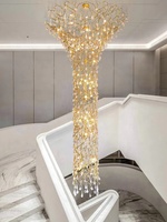 Lustre en cristal en spirale longue de style moderne et luxueux Senfey, en forme de branche, doré, LED, hauteur réglable, pour plafond haut et escalier