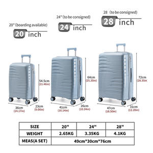 High Quality Hot Selling Lightweight PP Material Travel Trolley <strong>Suitcases</strong> for <strong>Trip</strong> - Product Image 6