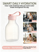 Bouteille d'eau pliable en silicone avec double couvercle, anti-fuite, sans BPA, avec échelle graduée pour les voyages, la salle de sport, le camping en plein air