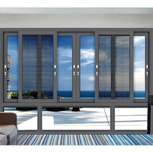 Fenêtre coulissante moderne en aluminium avec store enrouleur ou moustiquaire, insonorisée, pour usage extérieur, fenêtres coulissantes inférieures en verre - Product Image 4