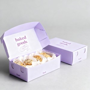 Caja de Papel <span class=keywords><strong>para</strong></span> Llevar Comida, Reciclable, Económica, Impresa por Ambos Lados, <span class=keywords><strong>para</strong></span> Postres, Galletas, <span class=keywords><strong>Donas</strong></span>, Chocolate, Pan - Product Image 3