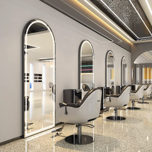 Miroir mural en verre éclairé par LED pour salon de coiffure, très vendu, avec options personnalisables pour hôtel et salle de bain - Product Image 4