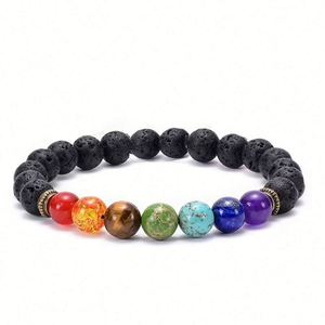 Colorful Lava Stone Beaded <b>Bracelet</b> for <b>Men</b> Women - Natural Volcanic Rock <b>Beads</b> Handmade Jewelry Wholesale Gift - Product Image 1