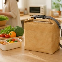 Sac à lunch en papier kraft écologique isolé avec doublure en aluminium, imperméable, résistant à l'huile, préservant la chaleur, portable et sûr pour les aliments