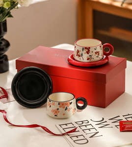 Modern Floral Coffee Cup <b>Set</b> Ceramic <b>Tea</b> Cup and Saucer <b>Set</b> of 4 Coffee and <b>Tea</b> <b>Gift</b> <b>Set</b> - Product Image 6