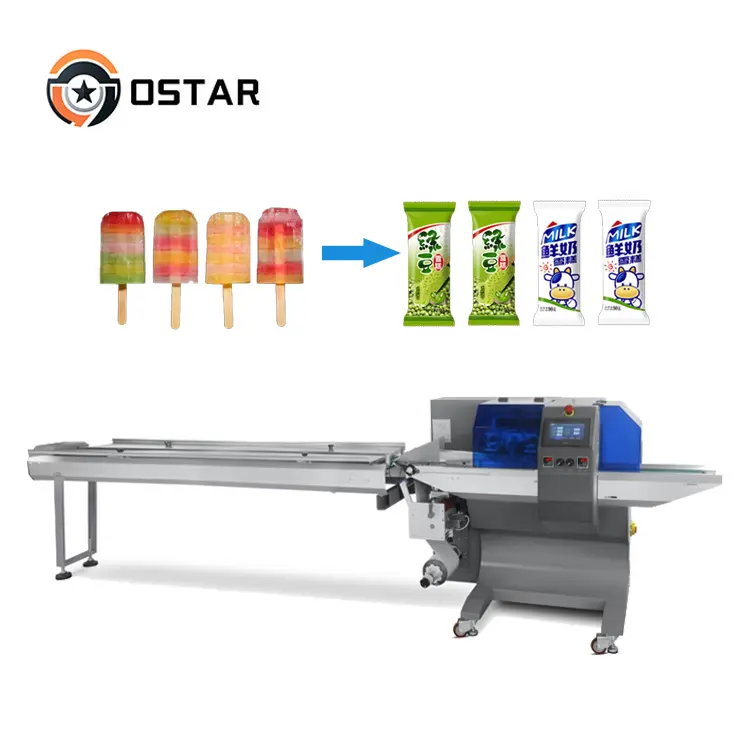 Machine d'emballage multifonctionnelle automatique horizontale de type oreiller Popsicle Ice Lolly Ice Cream Plastic Bag Stick