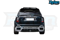 Pour améliorer le Rolls-Royce Cullinan avec un kit carrosserie Mansory en fibre de carbone, doté de deux sorties d'échappement sur chaque côté.
