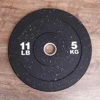 Disques de musculation en caoutchouc intégral avec points de couleur, anneau en acier inoxydable pour l'entraînement en force en salle de sport commerciale et à domicile