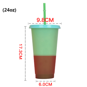 Copo reutilizável, popular, verão, coleção, 16oz, plástico transparente, frio, copo de mudança de cor com tampas e canudos para festa - Product Image 5
