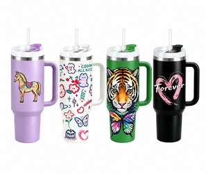 Triple Layer Insulated 40oz Stainless Steel Travel Mug with Handle and Straw Leak Proof Lid for Gym Car Office Use - Product Image 1