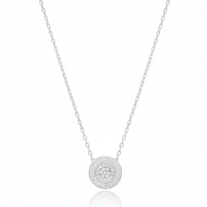 Colgante con Diseño Geométrico Redondo y Circonita Transparente, Joyería Turca Hecha a Mano en Plata de Ley 925, Venta al Por Mayor - Product Image 2