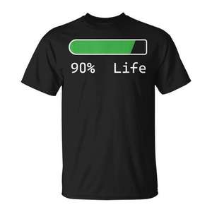 Camiseta Life Percentage 90 Percent Full, unisex, para adultos, cuello redondo, manga corta, estampado digital, regalo de cumpleaños para hombres y mujeres - Product Image 1
