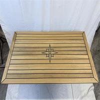 Table pliante en teck avec plateau 340/680 * 1250 mm, 13.4/26.8 * 49.2 pouces, rectangulaire, incrustation étoile, pour yacht marin, camping-car TW35125