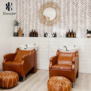 Fashion Shampoo <b>Chair</b> with Thickened Seat Cushion Semi-lying Design Customized Color LOGO Ceramic Basin Shampoo Bed - Product Image 4