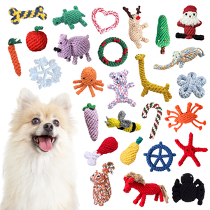 Jouet en corde pour chien tressé de différentes formes Jouets à mâcher pour chien en corde de coton naturel mignon - Product Image 1