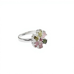 Artisan Handmade 925 Sterling Silver Floral Design <b>Ring</b> with Multi Color Gemstones Jewelry Best In Price - Product Image 2
