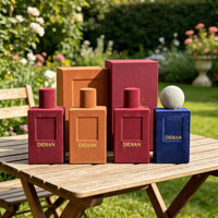 Flacon de parfum carré en verre de luxe avec boîte, en velours floqué rayé coloré personnalisé