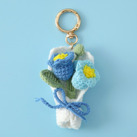 Mini Tulipes Bouquet Crochet Porte-clés Tricoté Abutilon Porte-clés Femme Porte-clés Cadeau Sac Pendentif À La Main Crochet Fleur Porte-clés