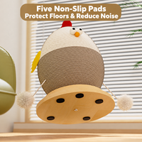 Griffoir vertical moderne en bois massif avec sisal, jouet d'auto-entretenissement pour chat, plateau tournant, arbre à chat d'escalade, en carton